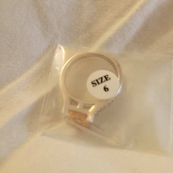 Natural 3CT Padparadscha Sapphire & Topaz 925 Sterling Silver Ring Sz 6 - Picture 14 of 16